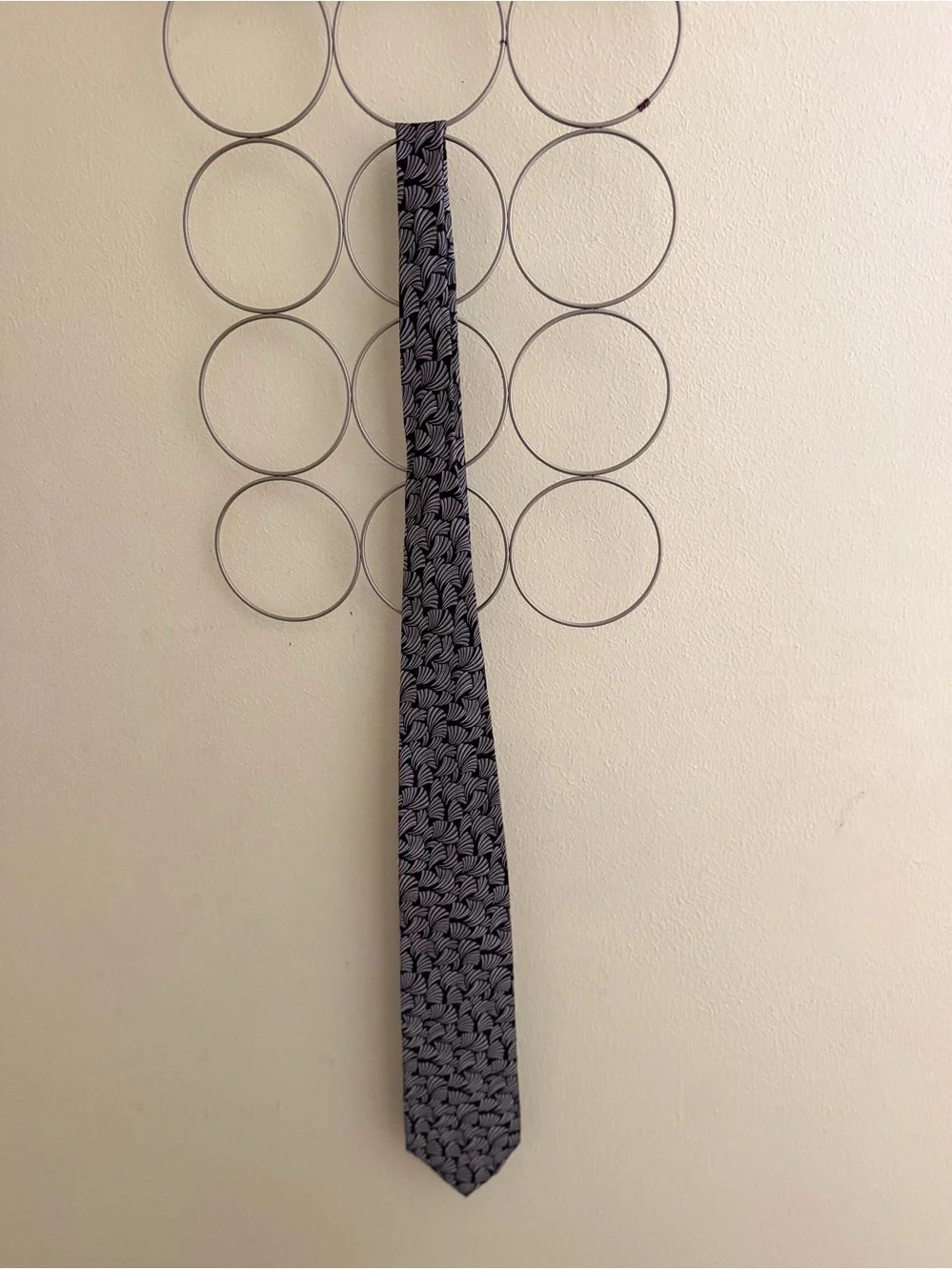 Zina Couture Black and Silver Patterned Silk Tie